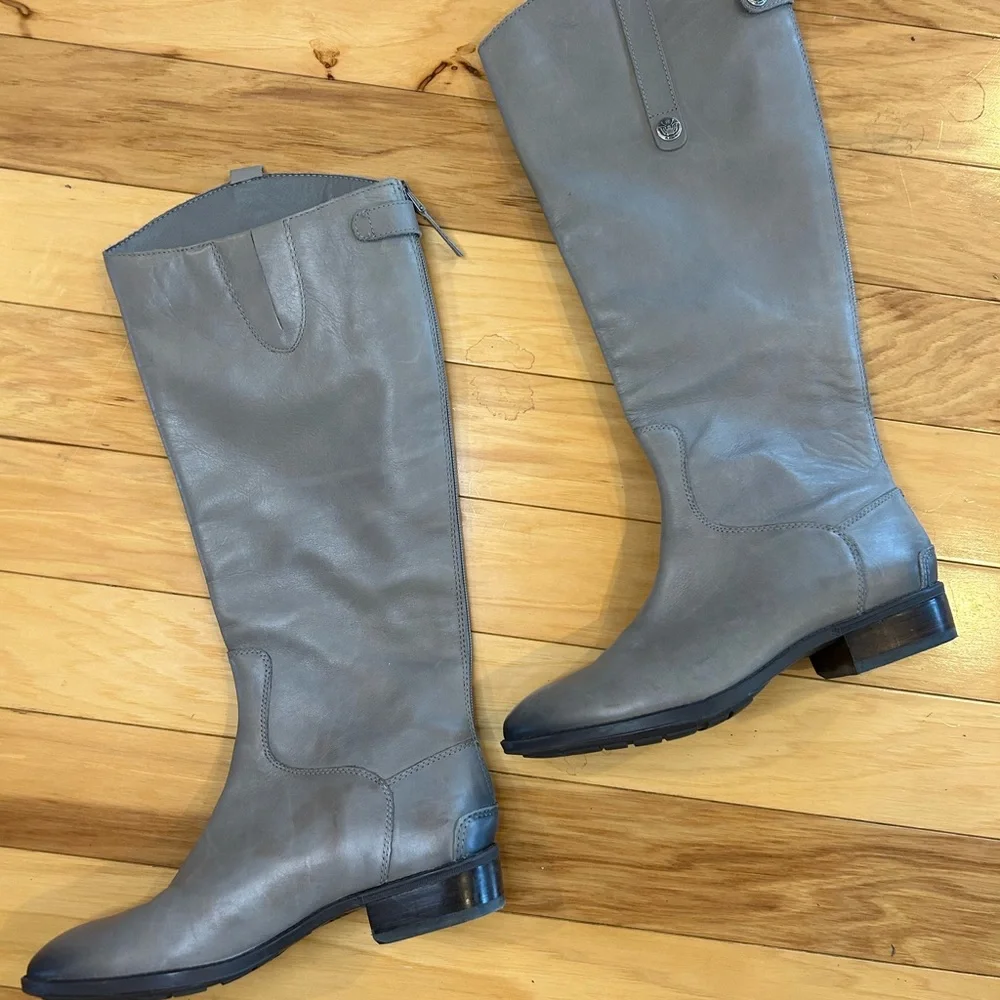 Sam Edelman Penny Leather Riding Boots in Gray